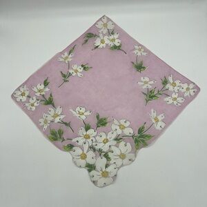 Purple Lavender Lilac White Dogwood Flower Sheer Handkerchief Scallop Edge